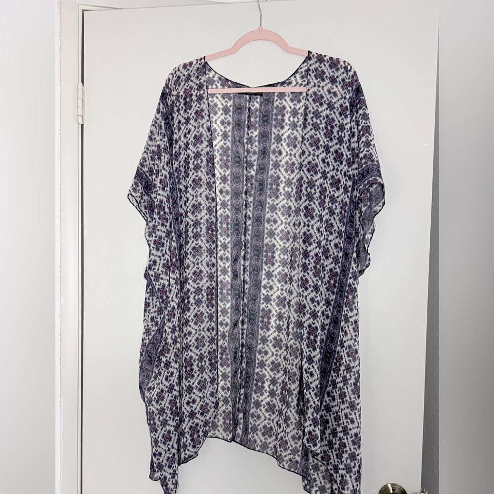Brandy Melville Blue and White Sheer Top